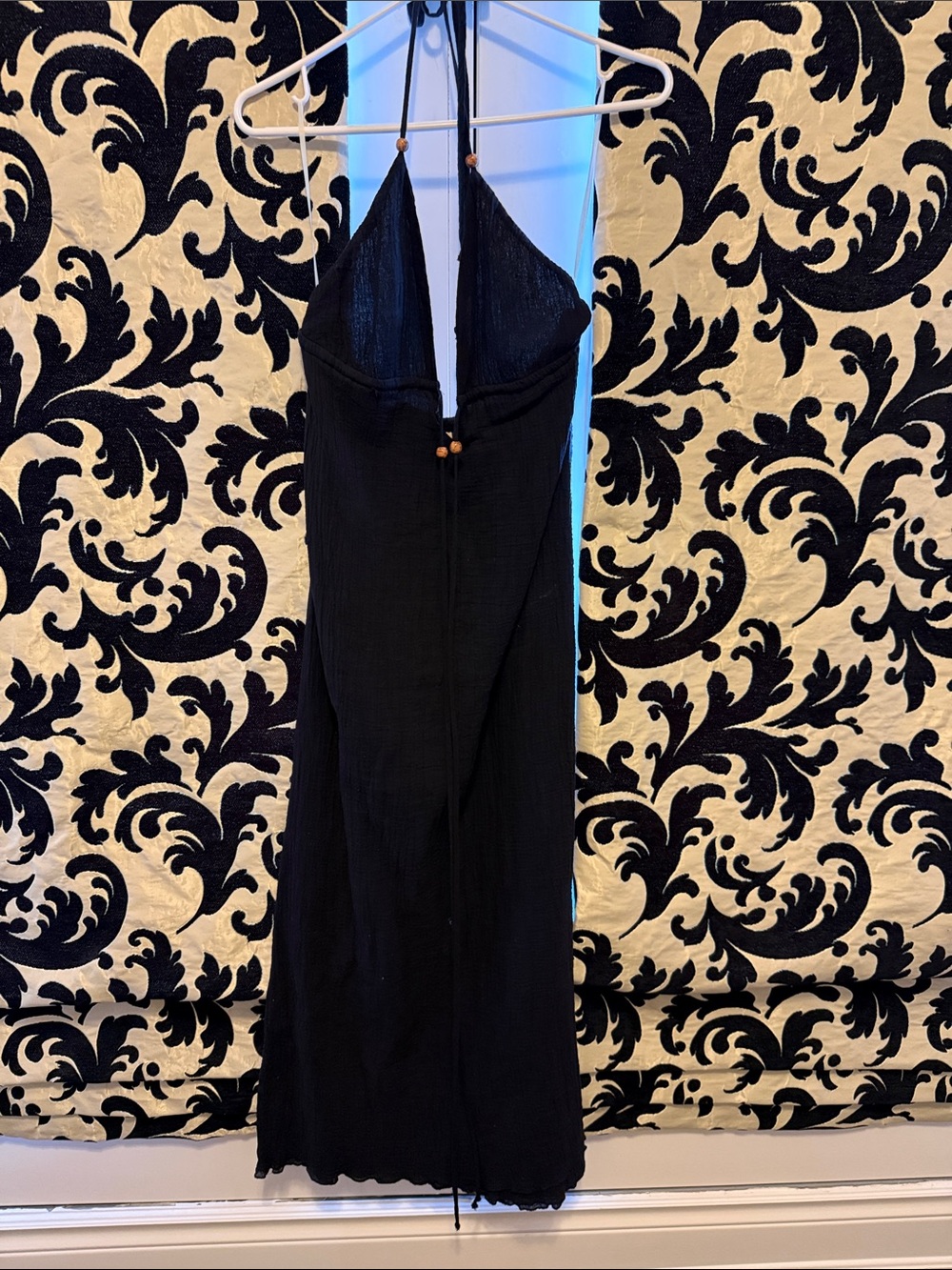 Elan Black Halter Maxi Dress with Bead Detail